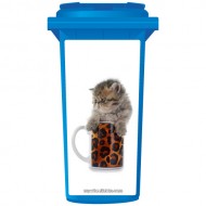 Cute Kitten In A Mug Wheelie Bin Sticker Panel